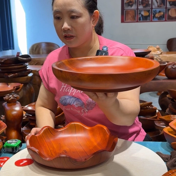 木香樟实木圆形果盘
