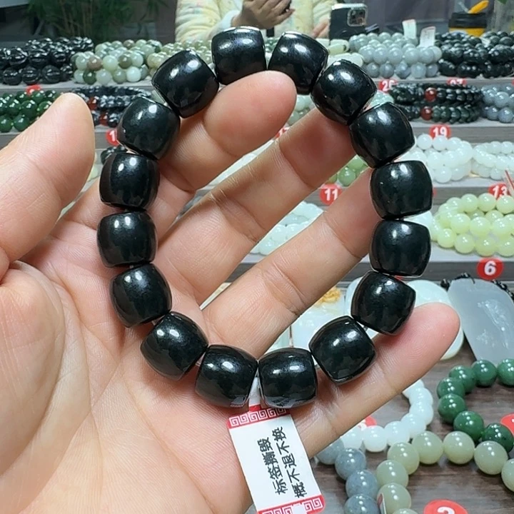 未镶嵌手链和田玉新疆黑青直切卡14