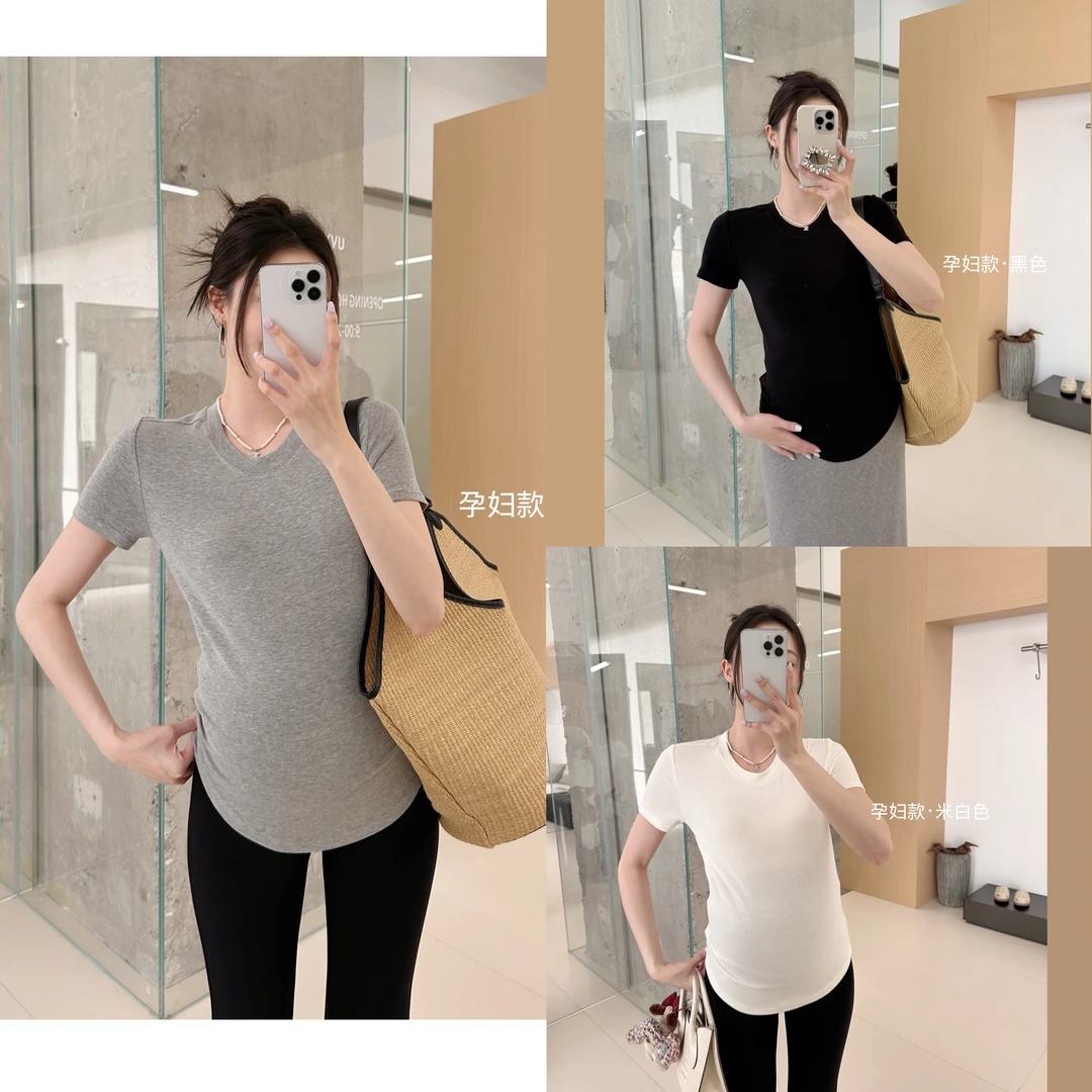 孕妇装2025夏季新款上衣女高级感气质孕妇短袖打底衫4463