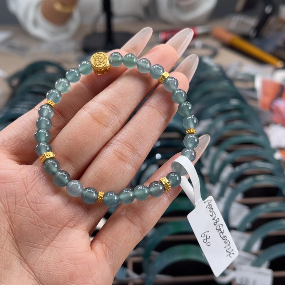 翡翠未镶嵌手镯珠串6