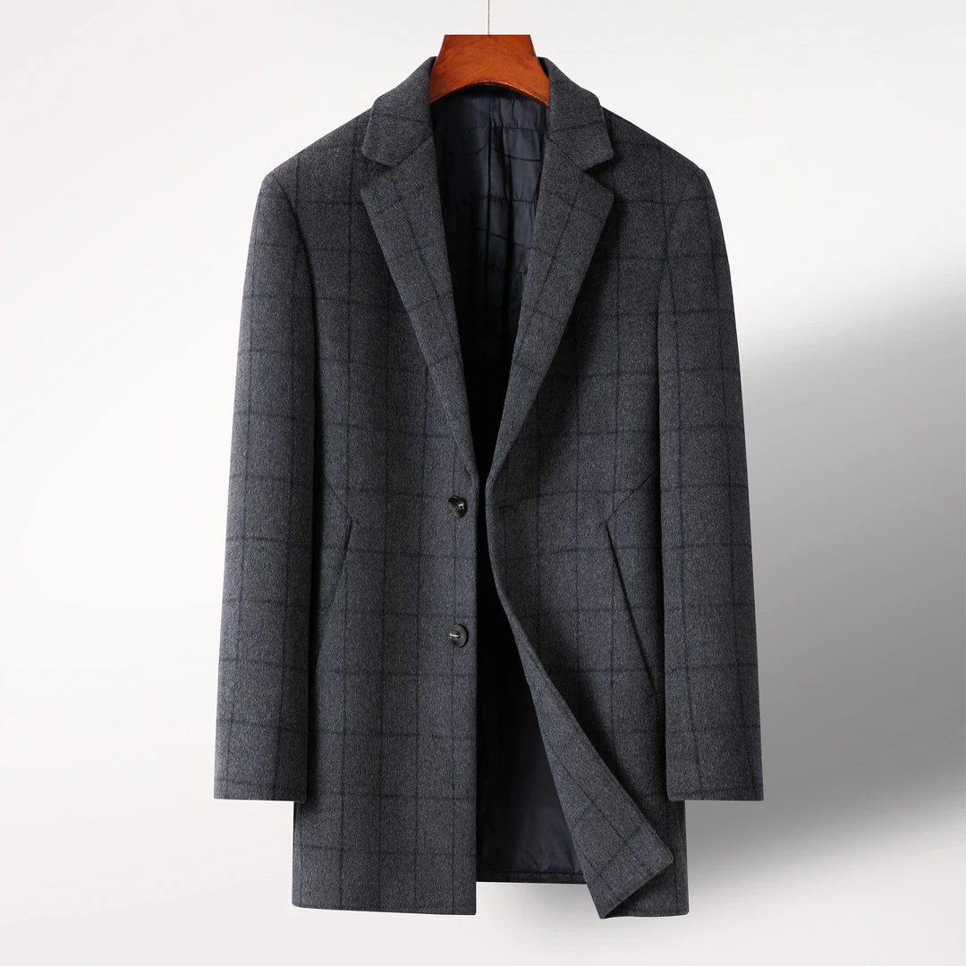 清仓特惠！100%绵羊毛西服领商务休闲中长款时尚风衣外套017016020