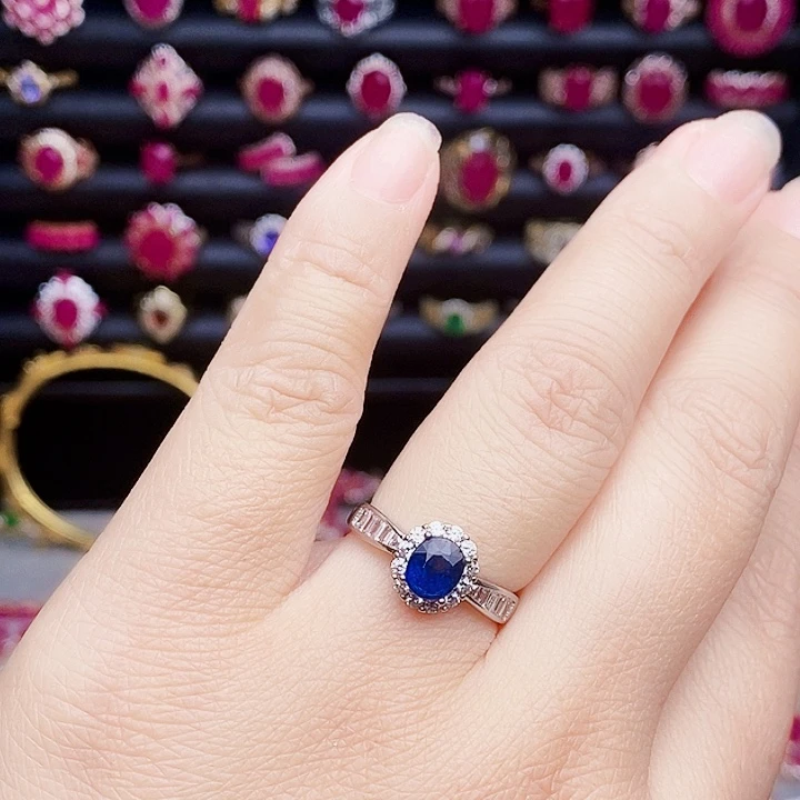 银S925镶嵌戒指蓝宝石