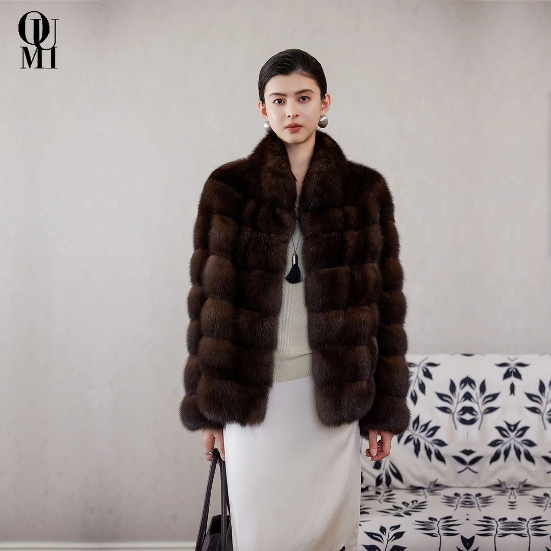 讴咪 黑金立领满天星S1俄罗斯皮草外套  OM127