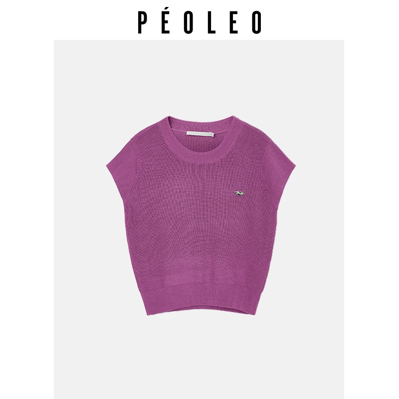 【许半夏推荐】DK4107004毛衫针织衫休闲百搭紫色设计师圆领