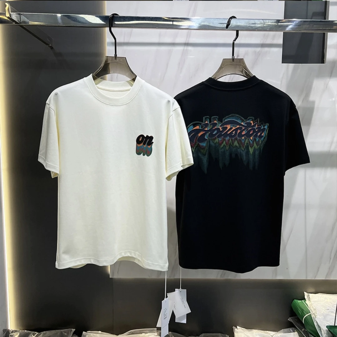 男装微阔时尚刺绣字母潮牌印花短袖