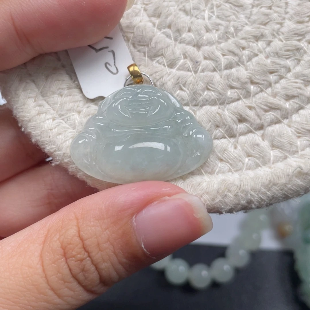 翡翠18K金镶嵌颈饰天然a货缅甸翡翠