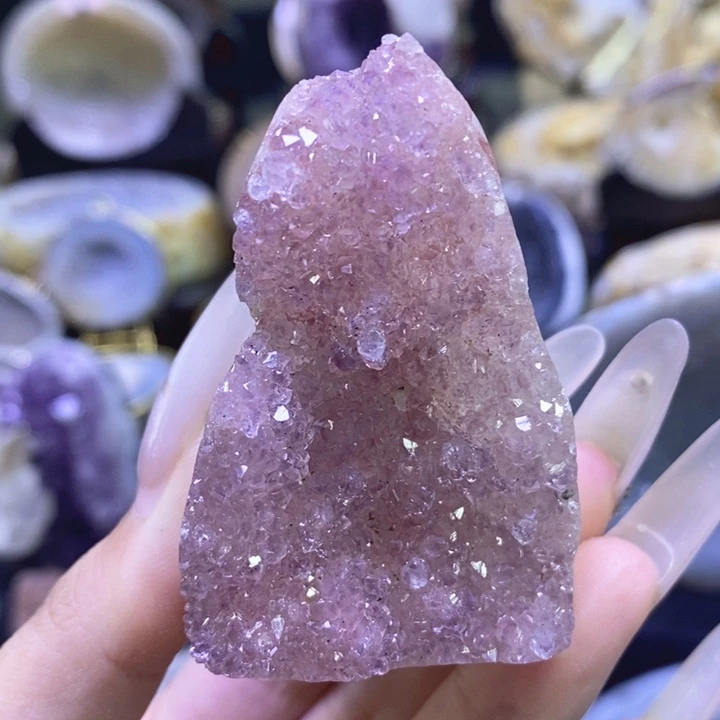 未镶嵌珠宝半成品紫晶粉晶摆件