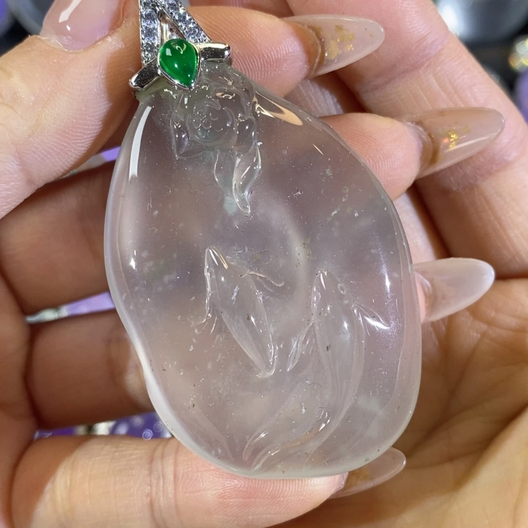 石英质玉银S925镶嵌颈饰