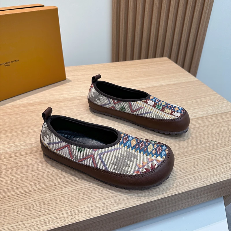 高端轻奢民族风一脚蹬男士布鞋夏季新款宽头软底懒人鞋时尚潮瓢鞋