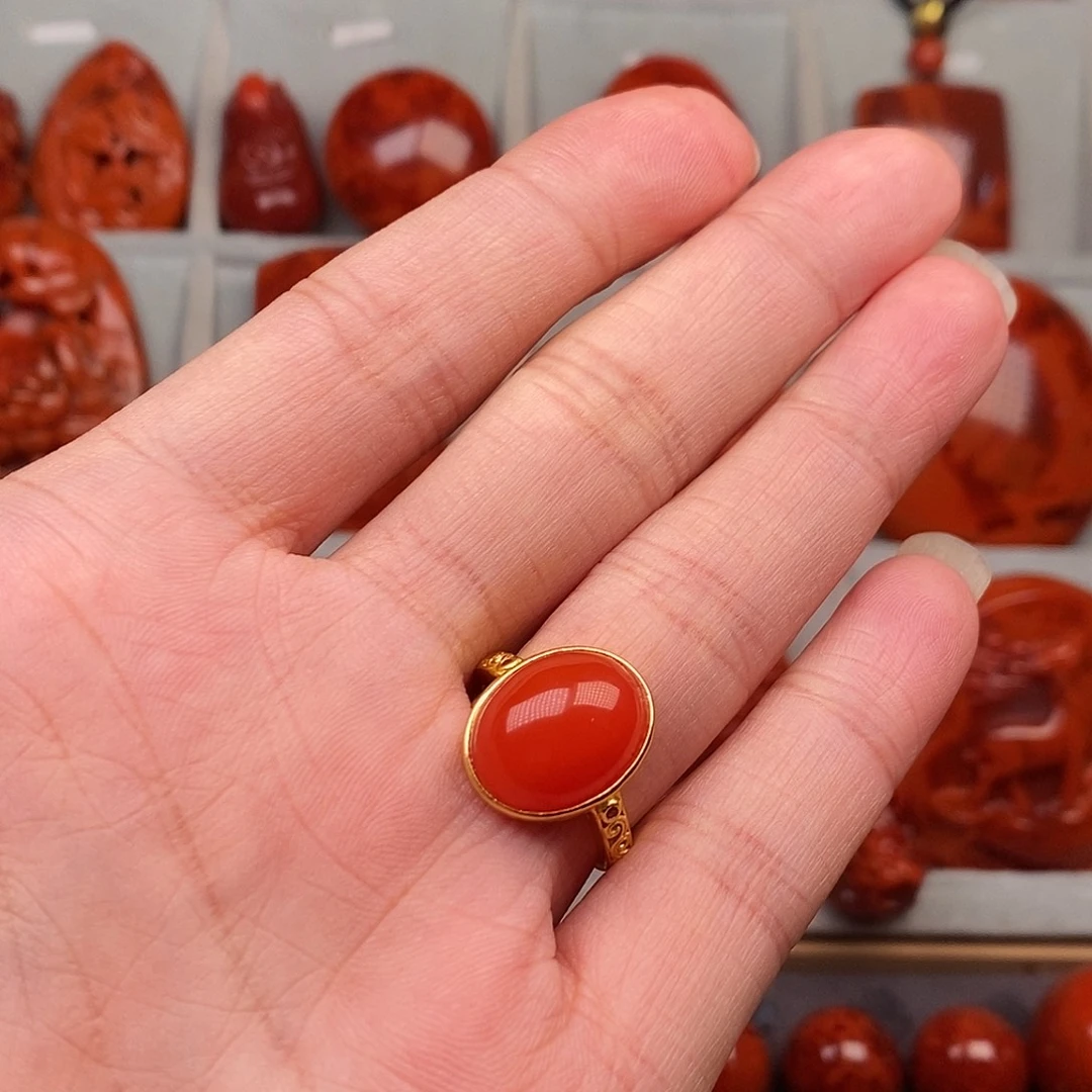 南红玛瑙合金戒指
