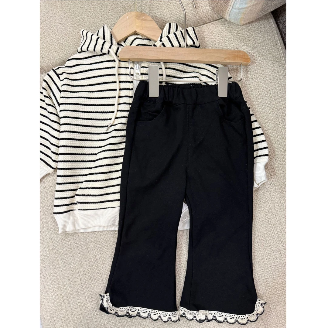 女童春款花边百搭宽松微喇裤