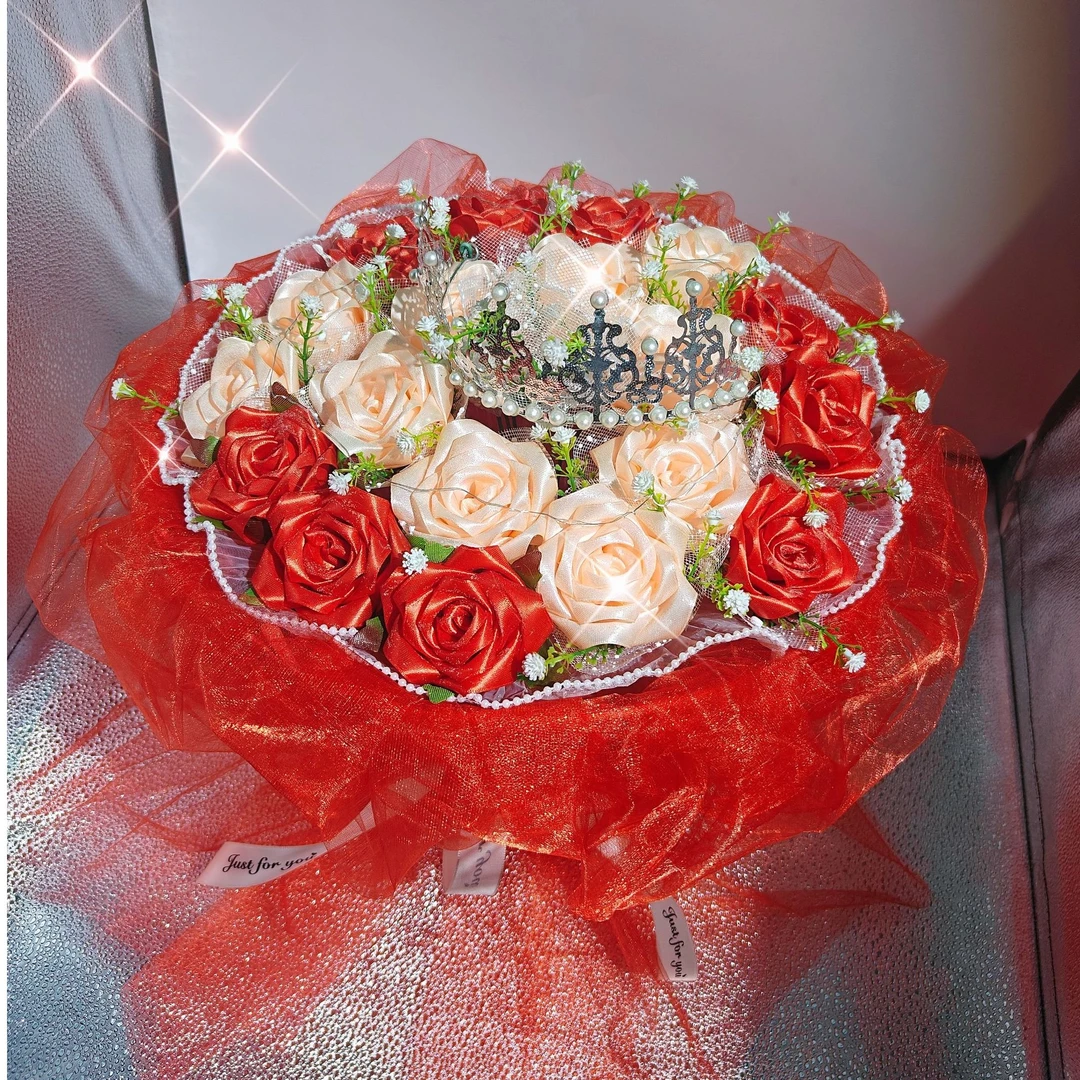 成品手工编织大束玫瑰混搭花束送女友闺蜜妈妈生日花束情人节礼物