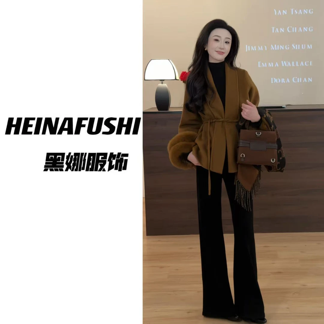 HEINA【贵气典雅】短款羊毛狐狸毛外套Q17