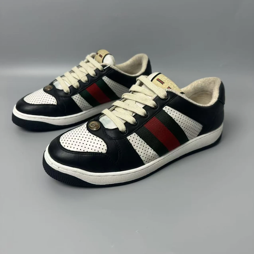 95新 GUCCI/古驰 黑白熊猫百搭时尚男士脏脏鞋42.5欧码 xh250