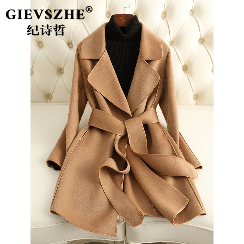 【官方正品】纪诗哲双面羊绒大衣女秋季新款显瘦小个子小香风外套