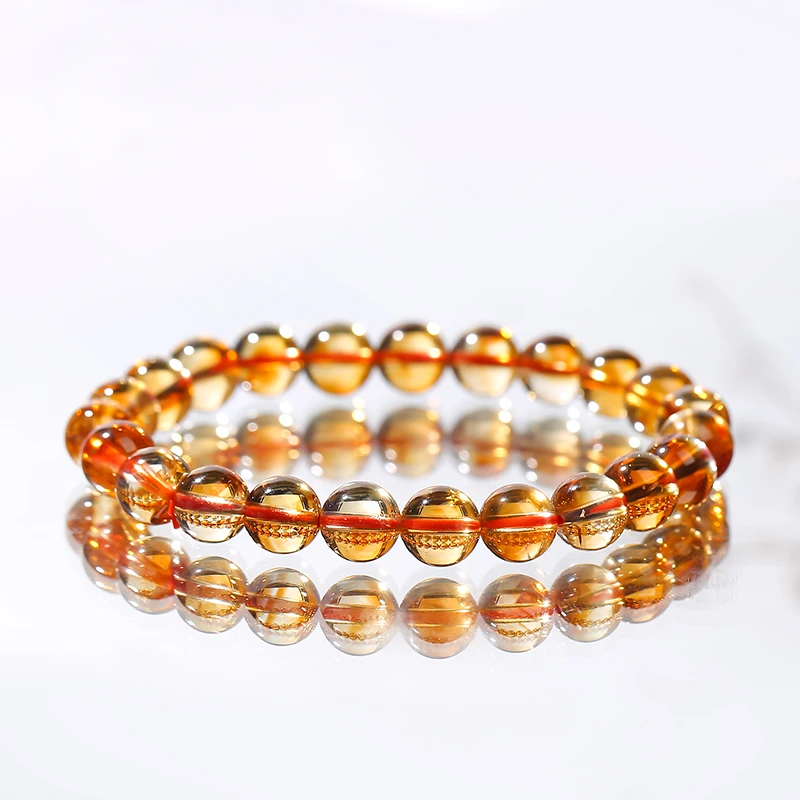 天然高净玻璃体黄水晶单圈手链素圈H04-尺寸可选多样性发其一