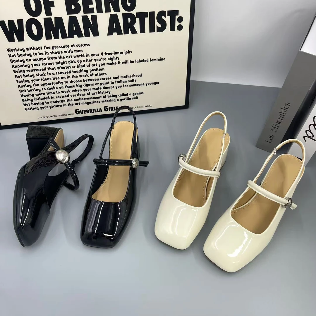 低帮包头时装凉鞋粗跟包头凉鞋复古时尚1102