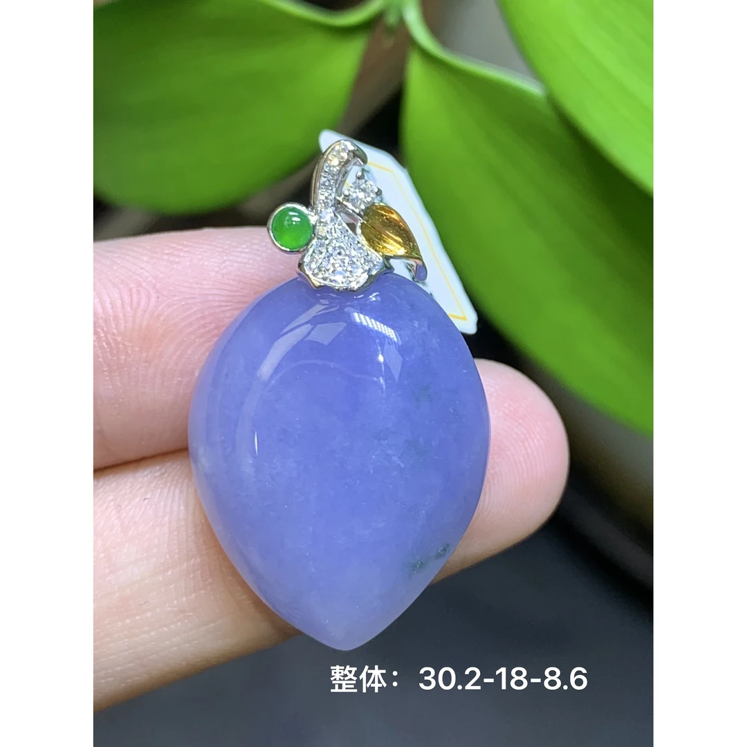 紫罗兰福瓜吊坠 天然翡翠A货LB/5.22紫色高冰气质镶嵌