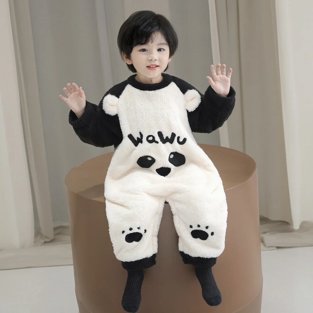 男童睡衣连体秋冬季珊瑚绒加绒加厚儿童睡袋法兰绒婴儿宝宝防踢被