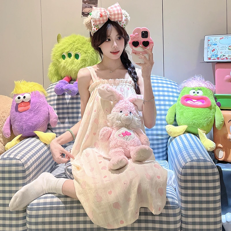 新款透气吊带睡裙带胸垫夏季女棉感性格睡衣公主风少女睡裙家居服