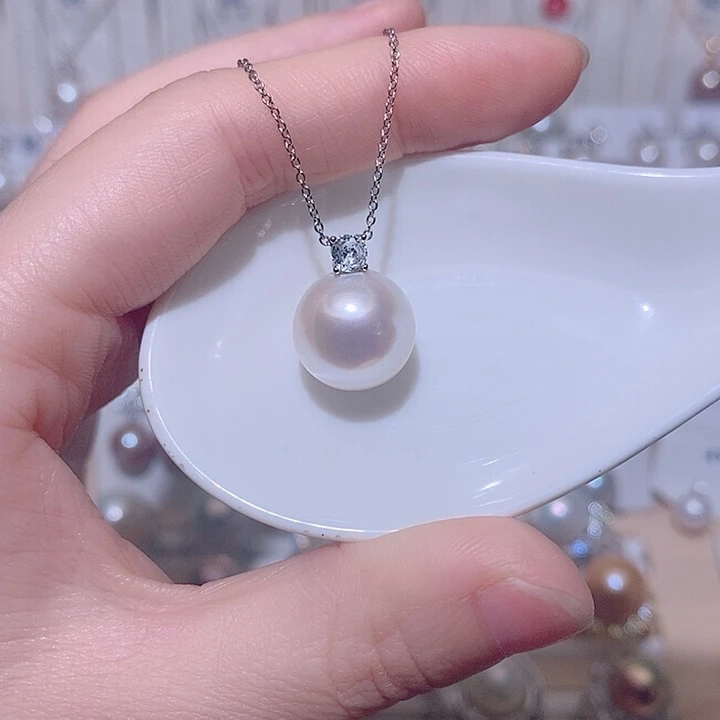 吊坠(赠链)银S925镶嵌淡水珍珠w