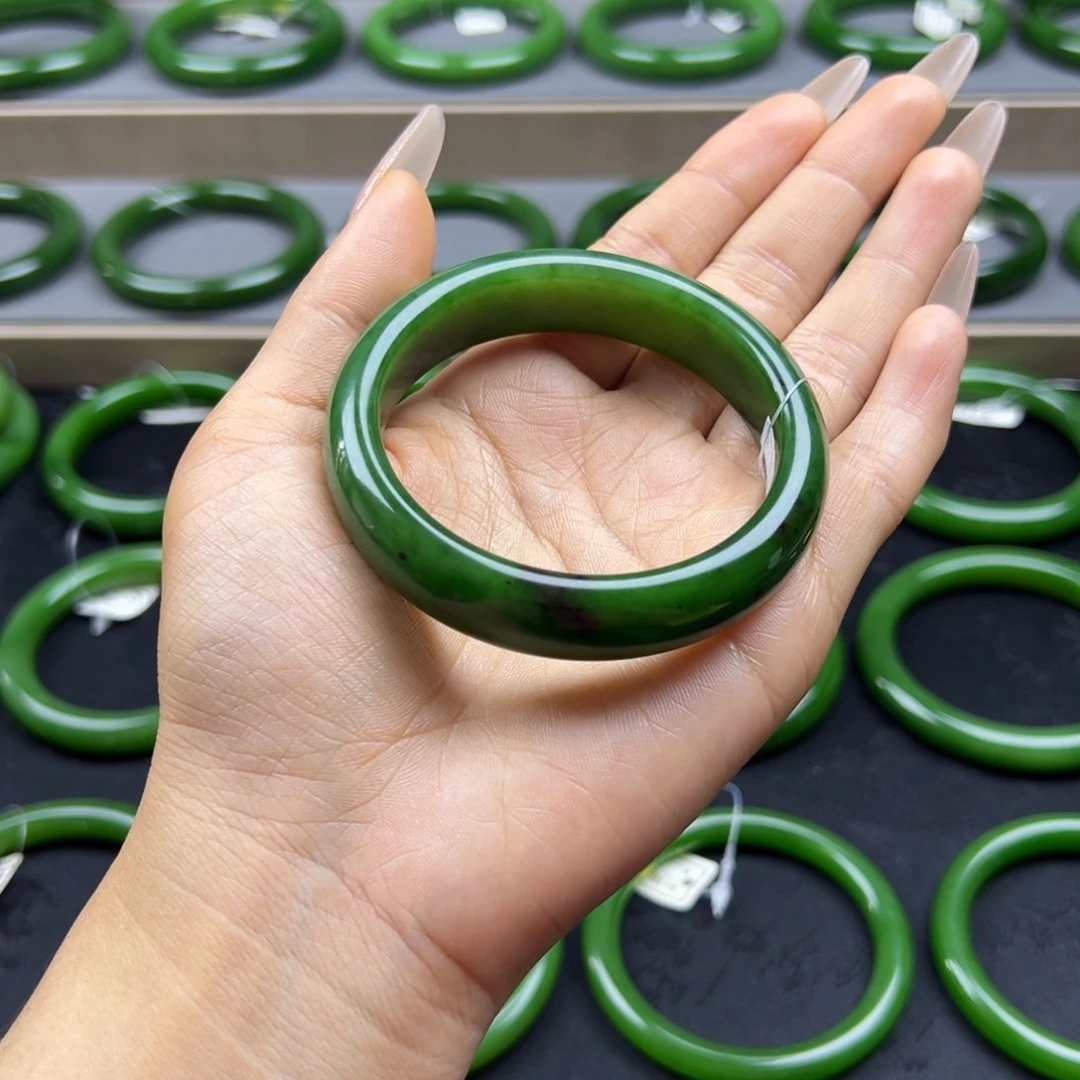 和田玉（碧玉）未镶嵌手镯福利红皮碧玉