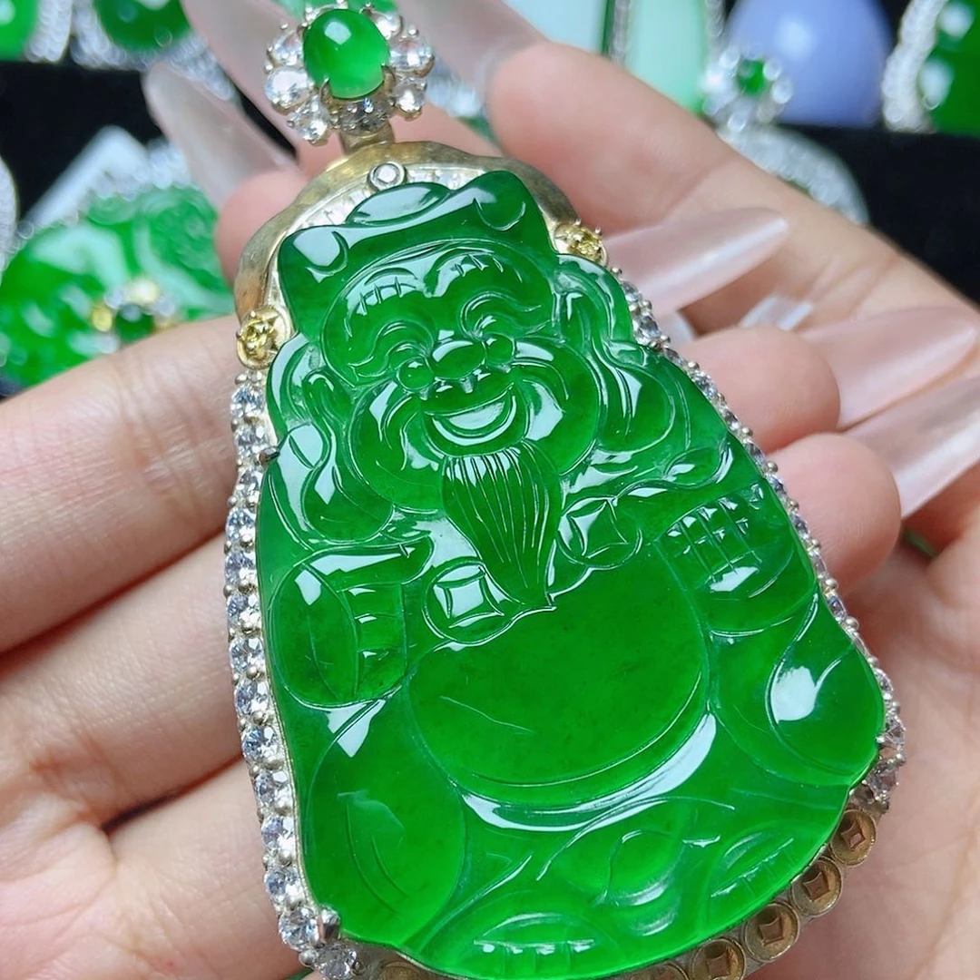 颈饰银S925镶嵌翡翠