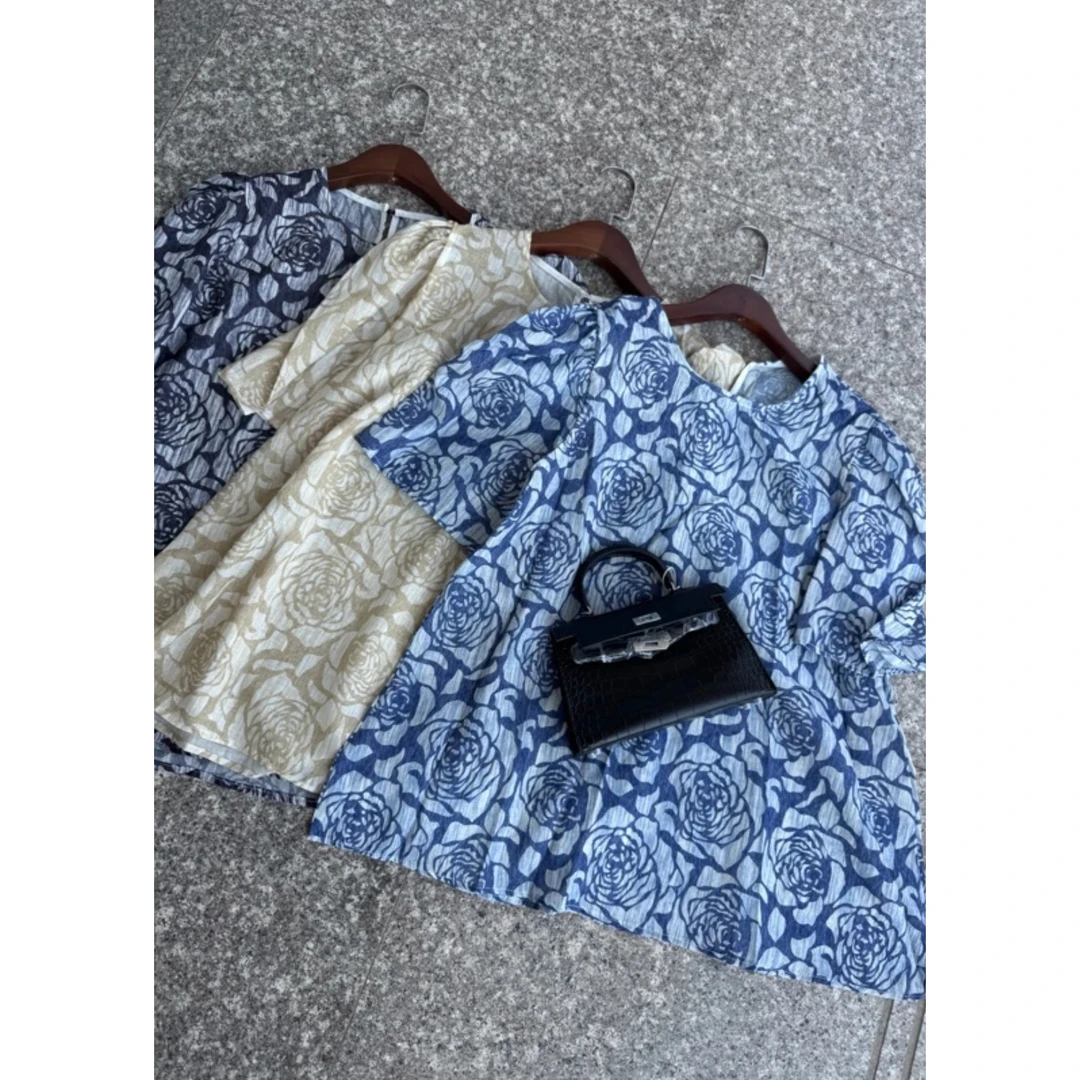 【晨浠定制】新款高级感玫瑰碎花减龄衬衫女装上衣152