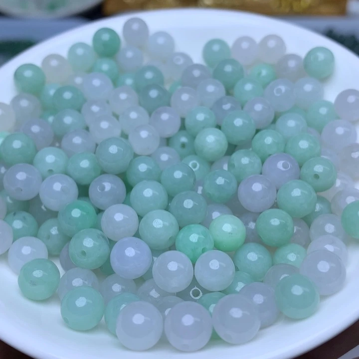 【闪购商品】翡翠手链未镶嵌卡7.6冰绿白10个