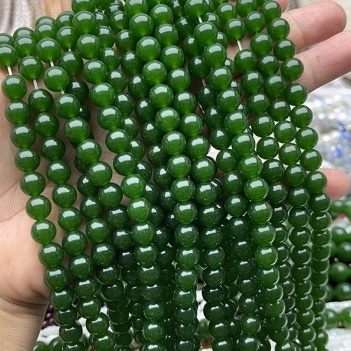 玛瑙/玉髓未镶嵌珠宝半成品一条8mm左右碧玉