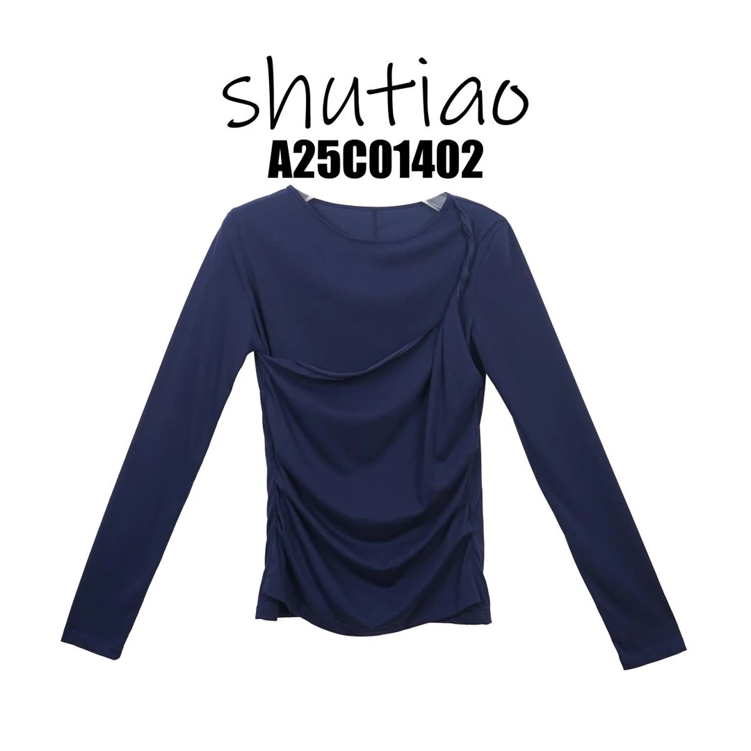 【SHUTIAO】2025夏季：新款小众设计款T恤A25C01402