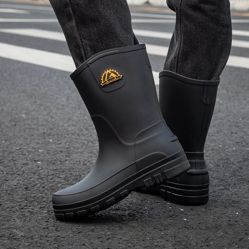 德系雨鞋男款防水鞋防滑雨靴中筒新款胶鞋套脚成人专用鞋防雨橡胶