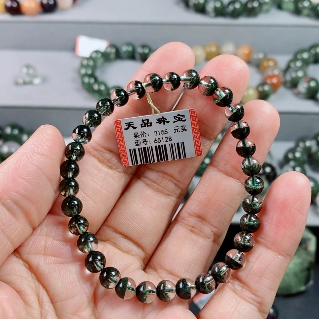 是***吖水晶未镶嵌手链绿幽灵手链65128