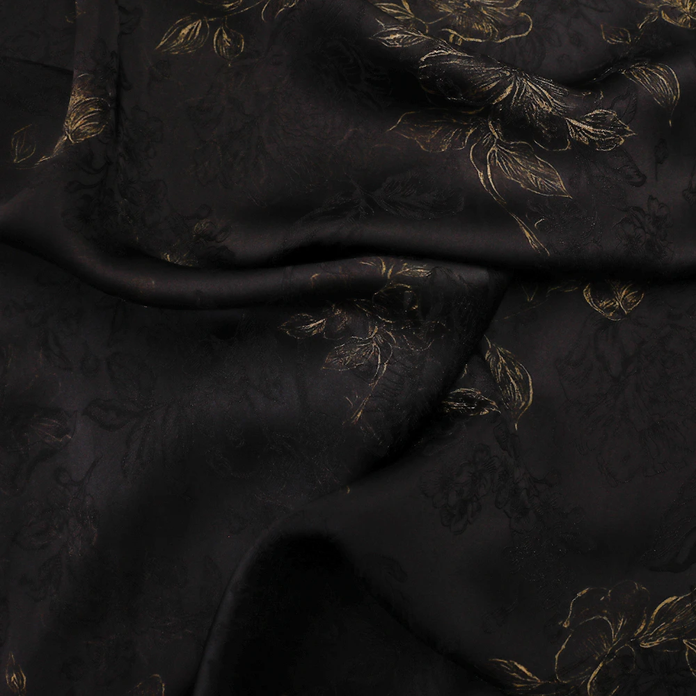 金色花朵高档国风面料香云纱布料