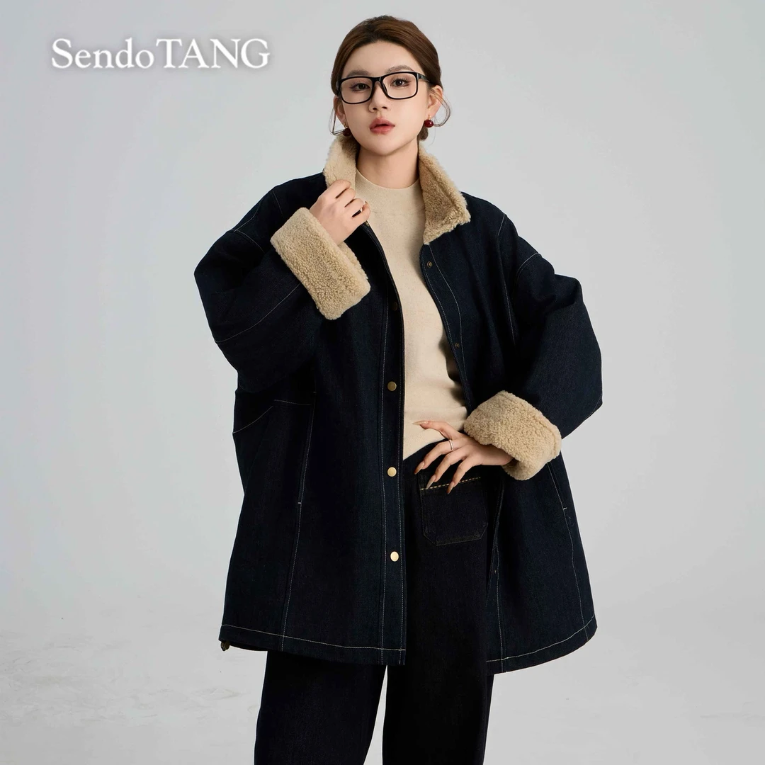 牛仔羽绒【无边自由】胖多女装秋冬新款时尚高级感休闲百搭羽绒服