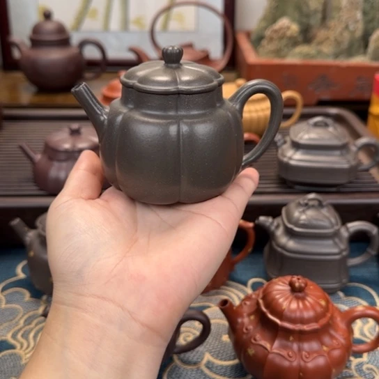 瓜***瓜茶壶紫砂繁花筋纹