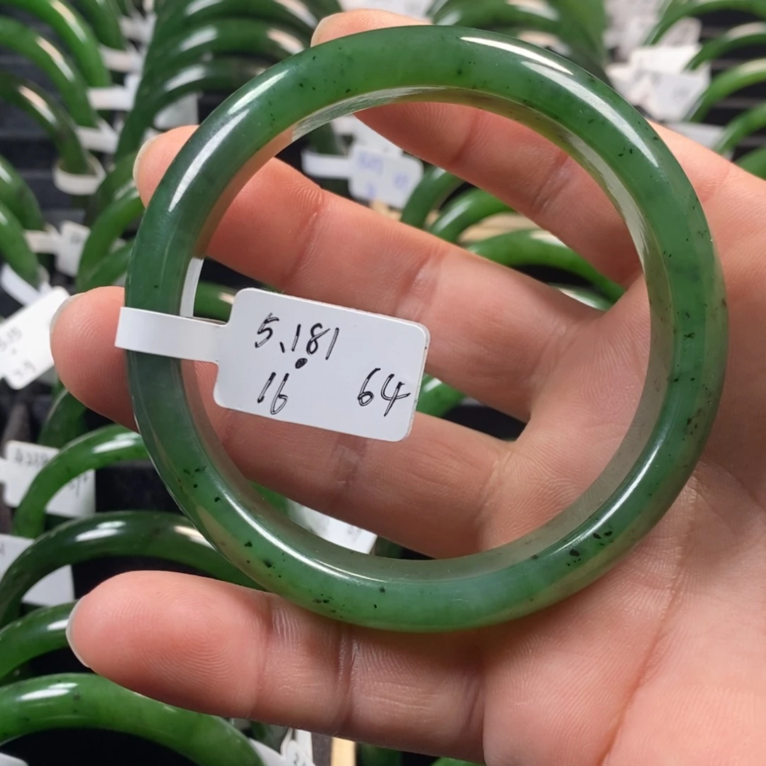 和田玉（碧玉）未镶嵌手镯微瑕宽版64