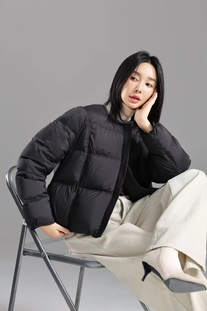 【JIANXI]短款羽绒服女2025新款韩版宽松圆领90白鸭绒时尚外套冬