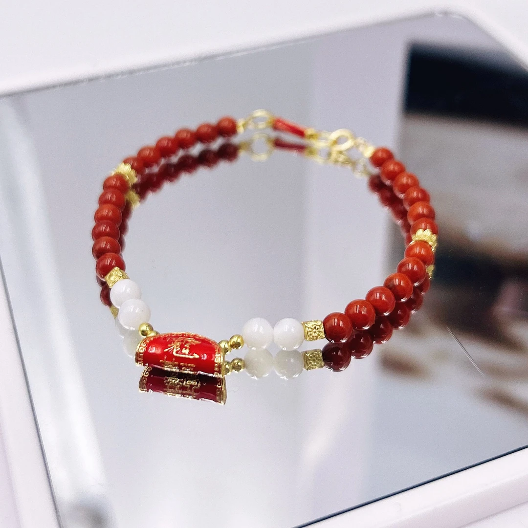 南红岁岁饺子手链精致设计寓意美好送礼佳选小众设计轻奢时尚女款