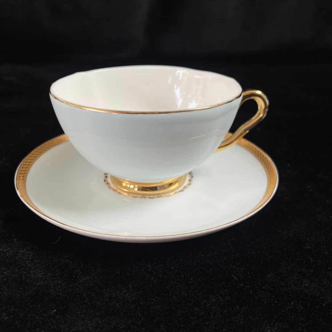 欧式高骨瓷天蓝色描金咖啡杯家用高档耐高温茶杯水杯下午茶红茶杯