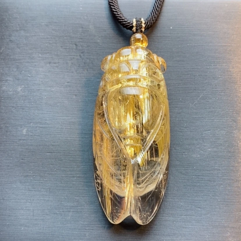 【闪购商品】未镶嵌颈饰发晶天然金发晶金蝉吊坠