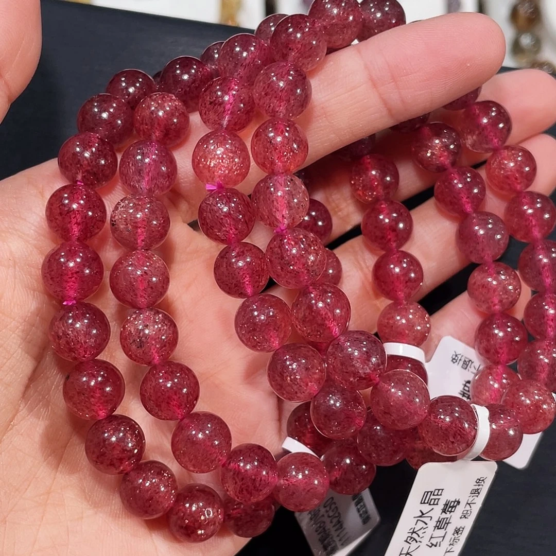 水晶手链未镶嵌任选一条鸽血红草莓晶9mm