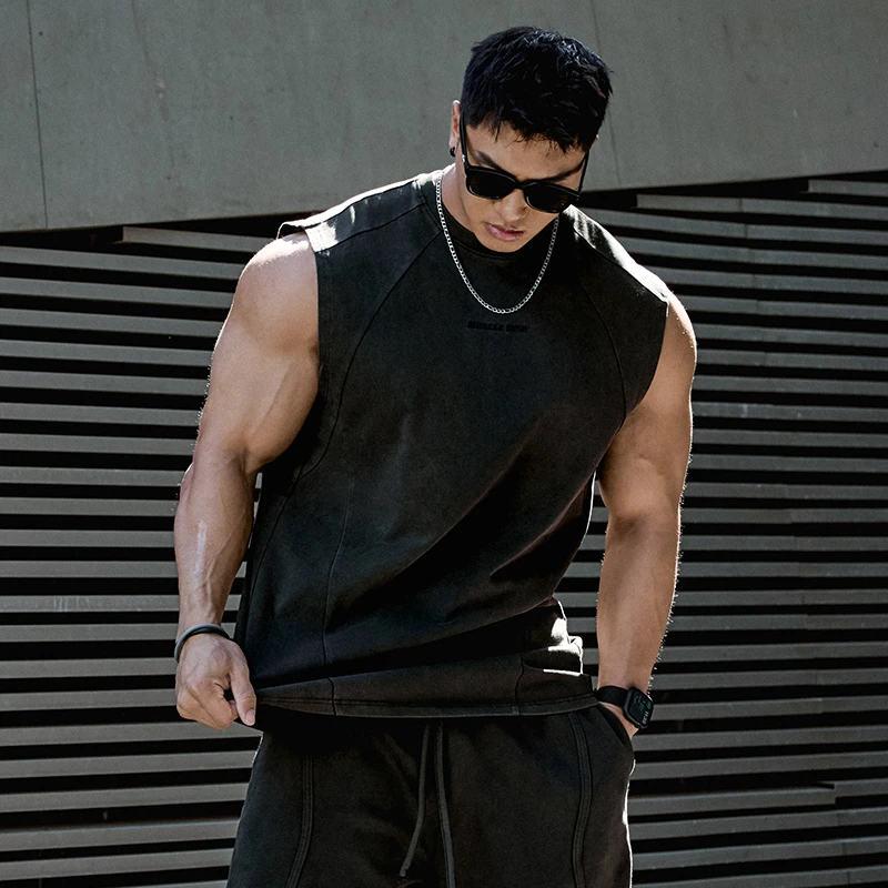 肌肉狗潮牌运动衣服健身背心男夏季新款宽松坎肩无袖训练服男款