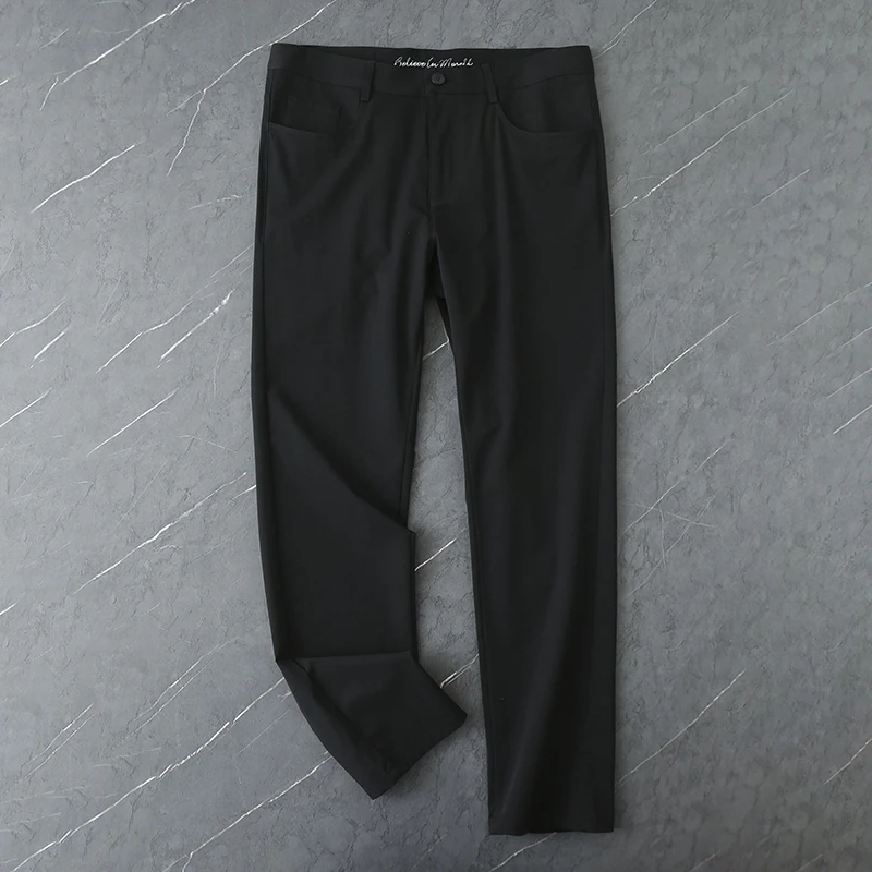 HK167剪标夏季男士六面弹休闲裤天丝混纺直筒薄百搭长裤子