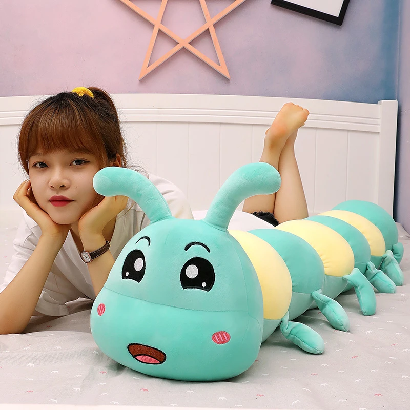 软萌枕头毛毛虫公仔夹腿睡觉玩偶毛绒玩具安抚布娃娃抱枕女生礼物