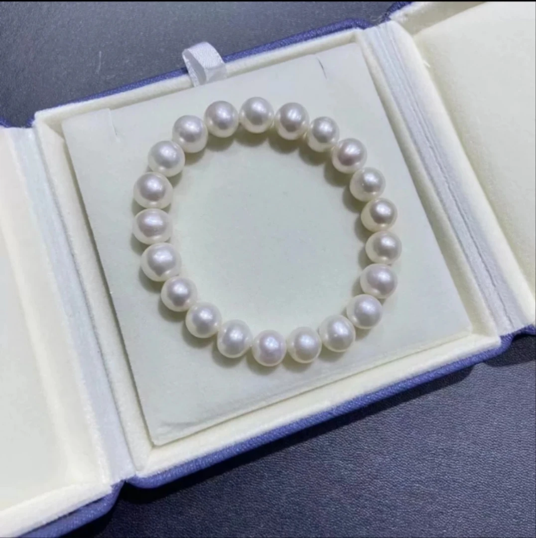 天然淡水珍珠手链 无核珍珠8.5-9.5mm 近圆 强光