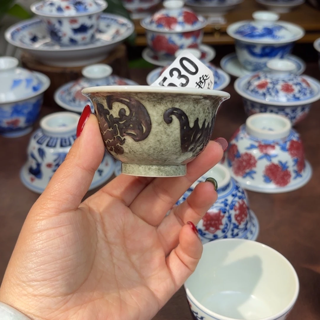 青花手绘拓片小压手