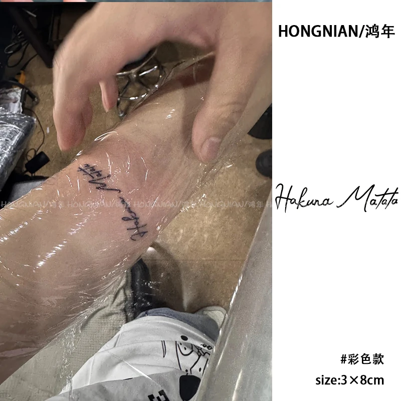 爆款HakunaMatata草本纹身贴半永久无忧无虑手臂防水持久逼真贴纸