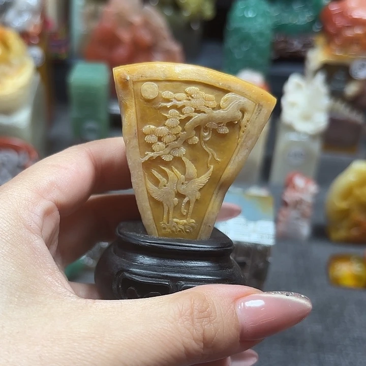 韩***汐昌化石印石寿山石印章6