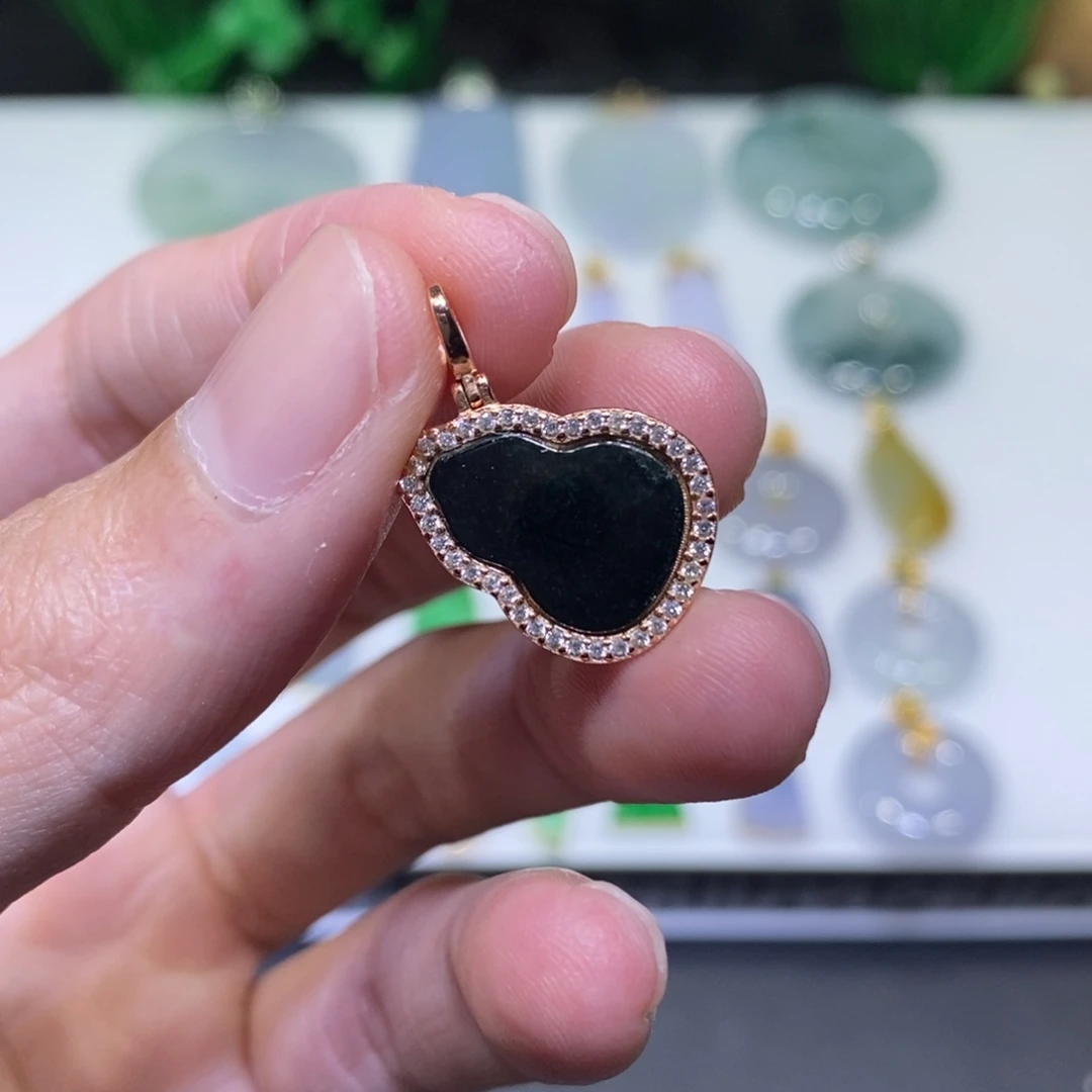 翡翠银S925镶嵌吊坠(不含链)